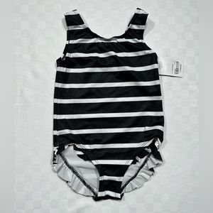 - BABY GIRLS BLACK WHITE STRIPES ONE PIECE SWIMSUIT